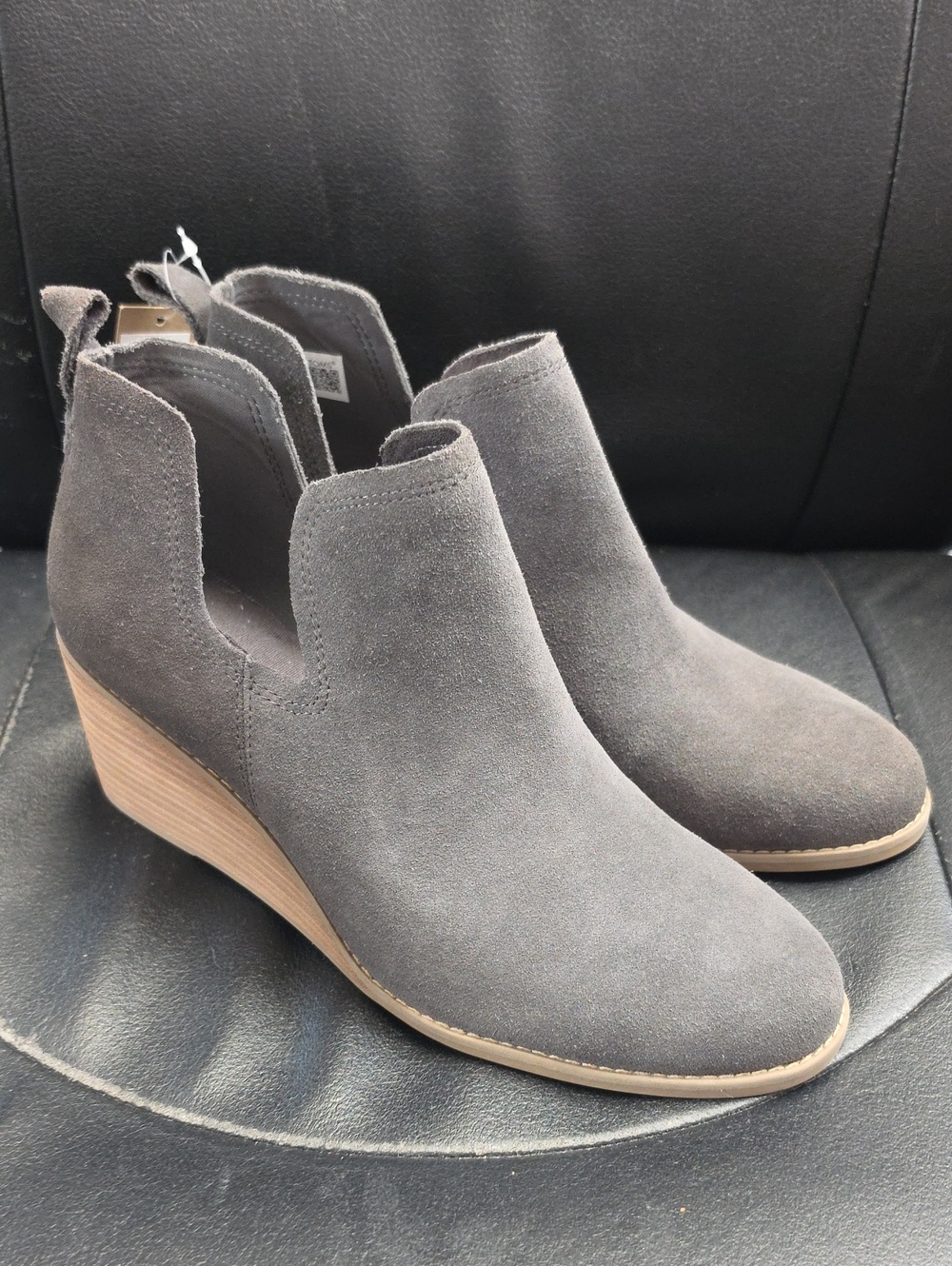 Toms Gray Suede Wedge Ankle Booties